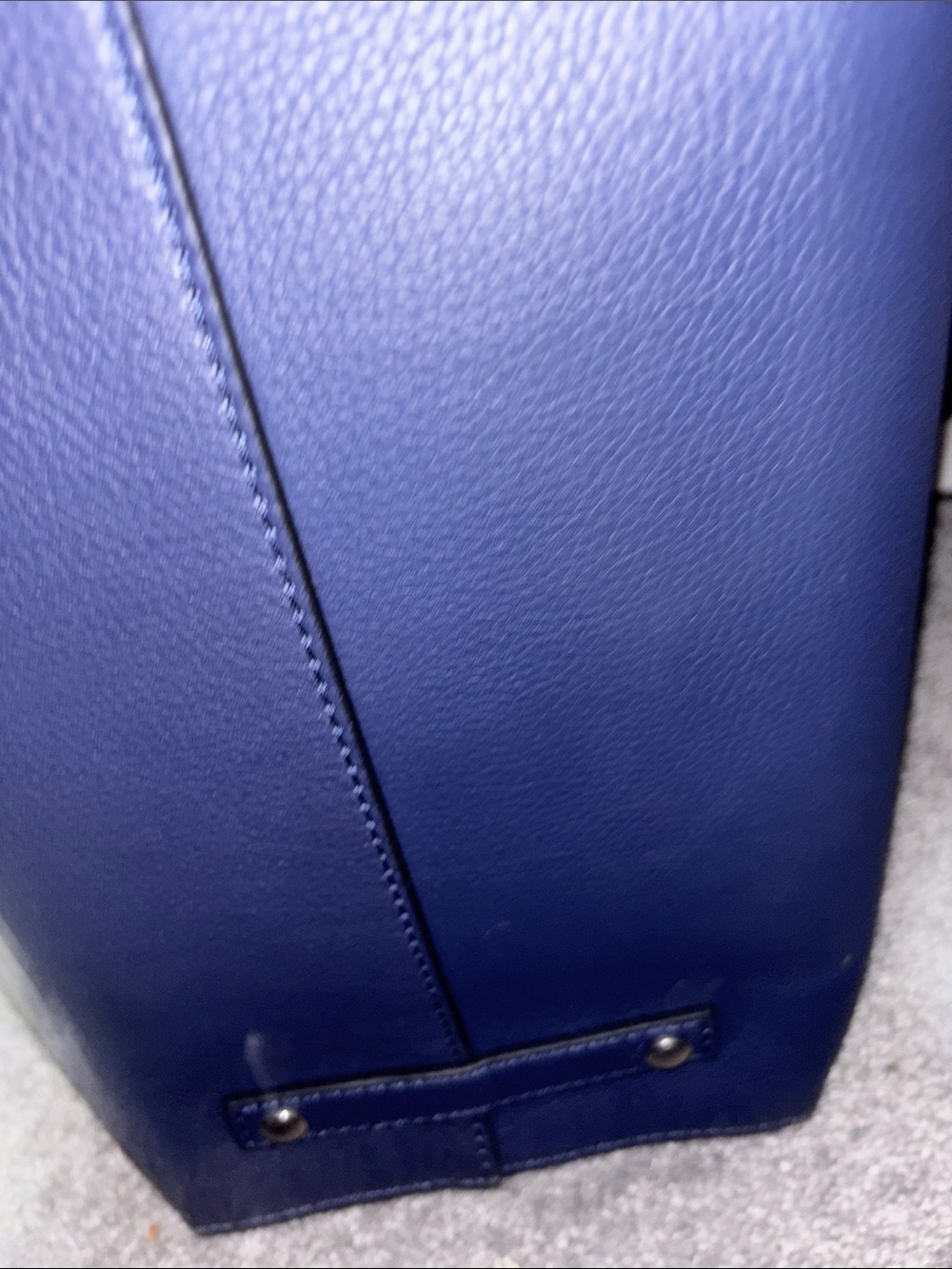 Burberry Navy, White and Gray Leather Tote with Belt Accent - Picture 6 of 9
